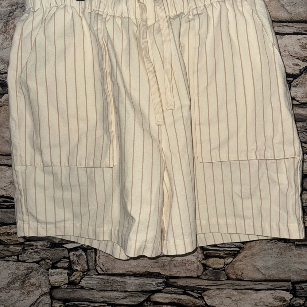 Forever 21 Cream Pinstripe Shorts